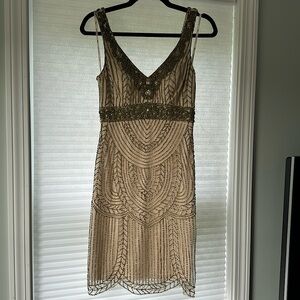 Sue Wong Beaded Champagne Sleeveless Dress